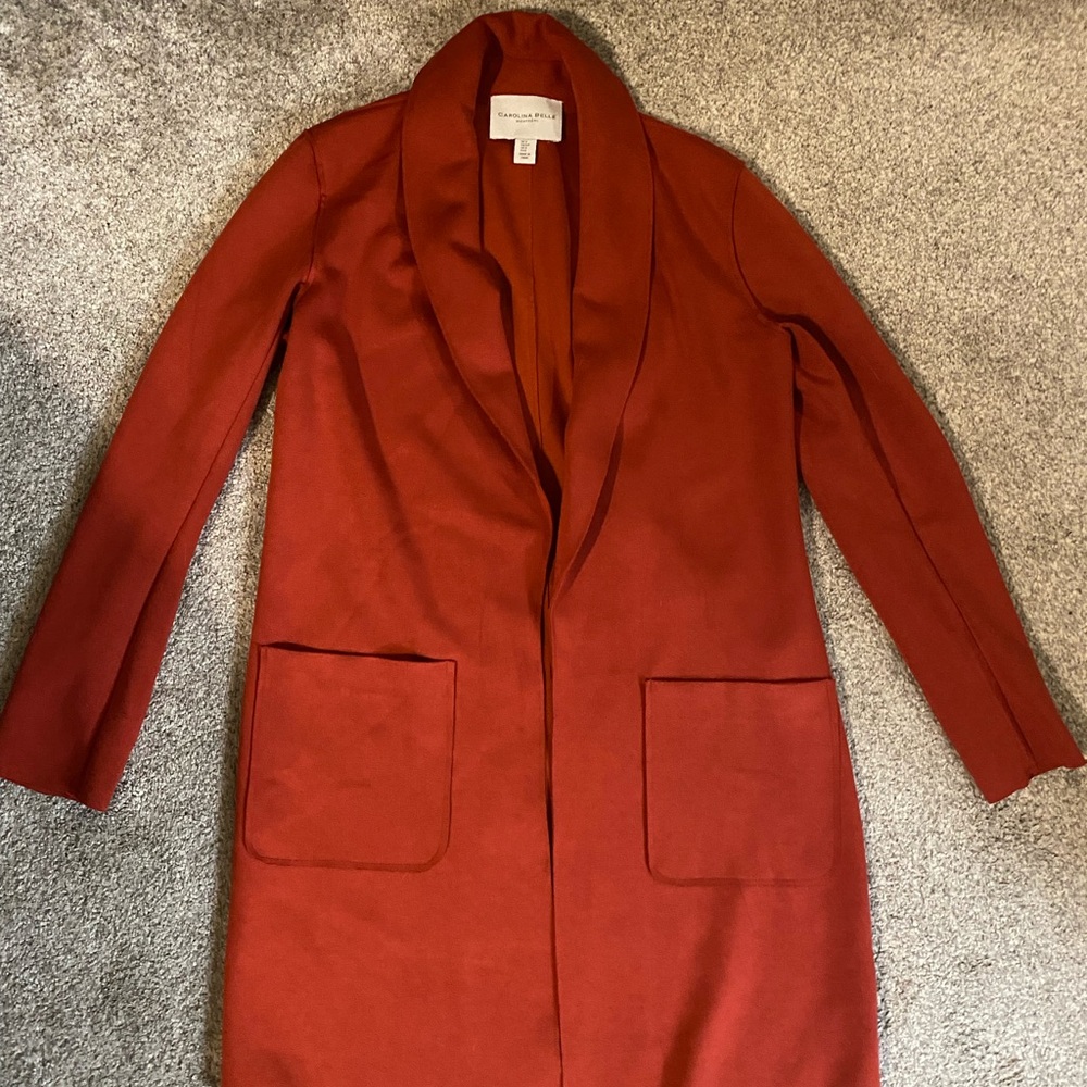 Rust colored , Long and Open-Front Blazer